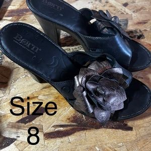 “Born” flower slip on heel